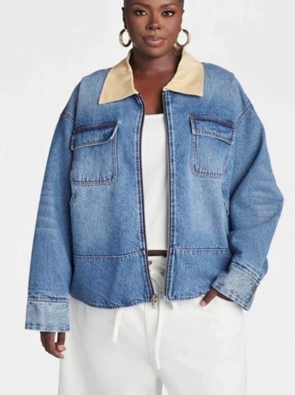 KBB Women's Denim Carpenter Jacket Blue Sz 1X NWT